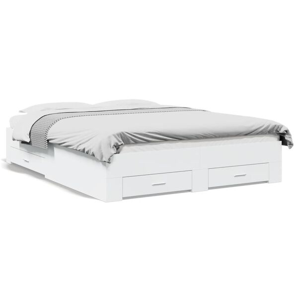 vidaXL Okvir kreveta s ladicama bez madraca bijeli 140x200 cm