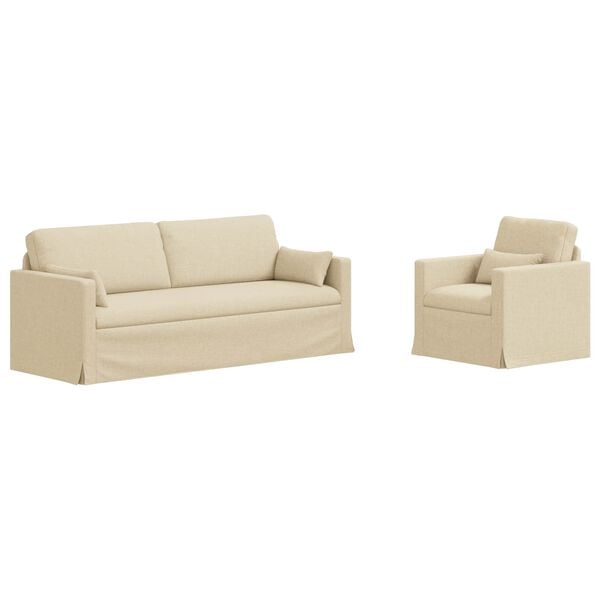 vidaXL Sofa 2 pcs Krema 198 x 78 x 80 cm tkanina