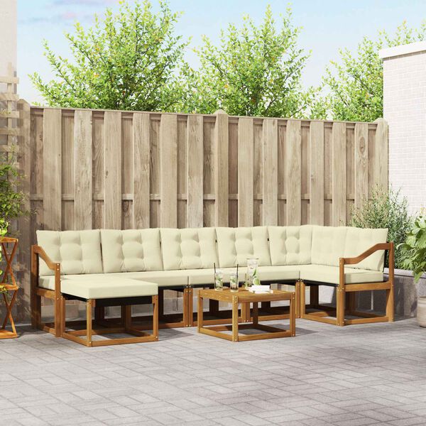 vidaXL Set vanjskih sofa s jastukom 8 pcs Prirodna i krem