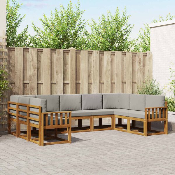 vidaXL Set vanjskih sofa s jastukom 9 pcs Prirodna i svijetlo siva