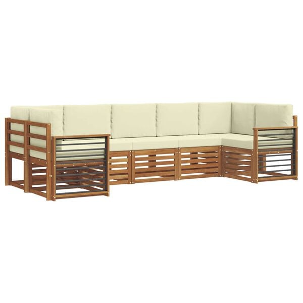 vidaXL Setovi sofa 7 pcs Prirodna i krem Čvrsto drvo akacije