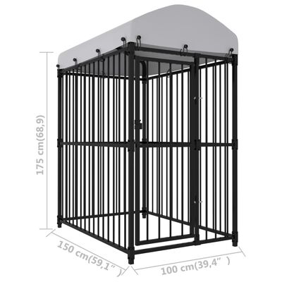 vidaXL Vanjski kavez za pse s krovom 150 x 100 x 175 cm
