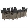 vidaXL 11-dijelni vrtni bistro set od poliratana s jastucima sivi