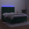 vidaXL Krevet box spring s madracem LED tamnozeleni 140x190 cm bar&scaron;un