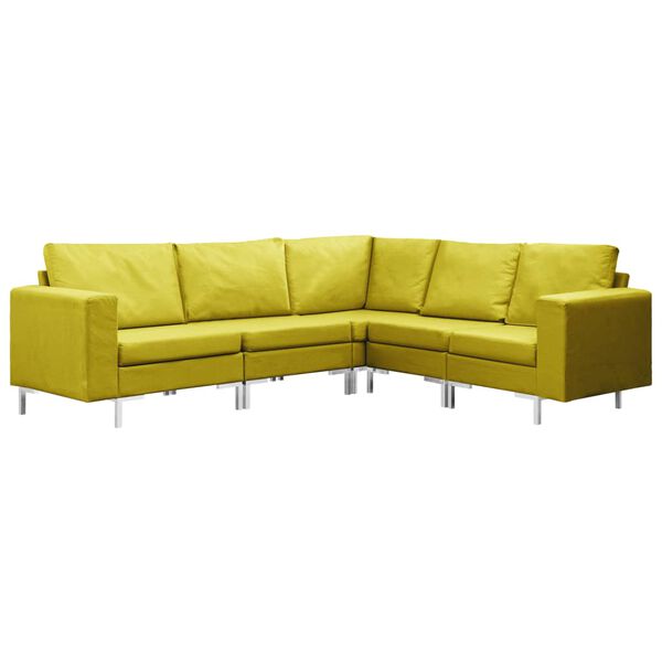 vidaXL 5-dijelni set sofa od tkanine žuti