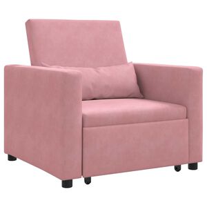 vidaXL Sofa na razvlačenje Singl s kotačima Svijetlo ružičasta Bar&scaron;un