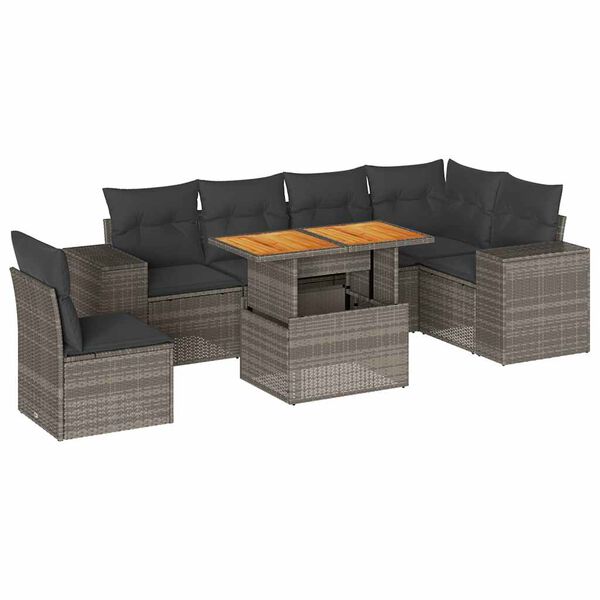 vidaXL 7-dijelni set vrtnih sofa sivi od poliratana