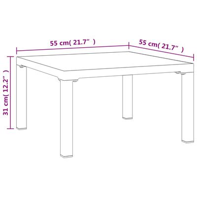 vidaXL Vrtni stolić za kavu sivi 55 x 55 x 31 cm DPC i čelik