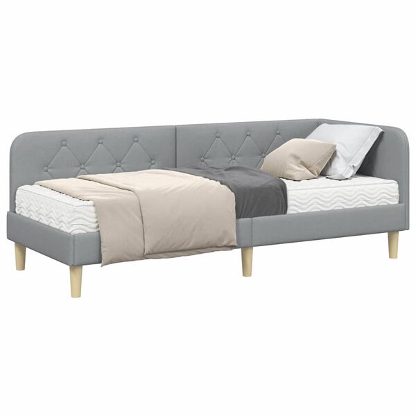 vidaXL Kutni okvir kreveta Svijetlo siva 80 x 200 cm tkanina