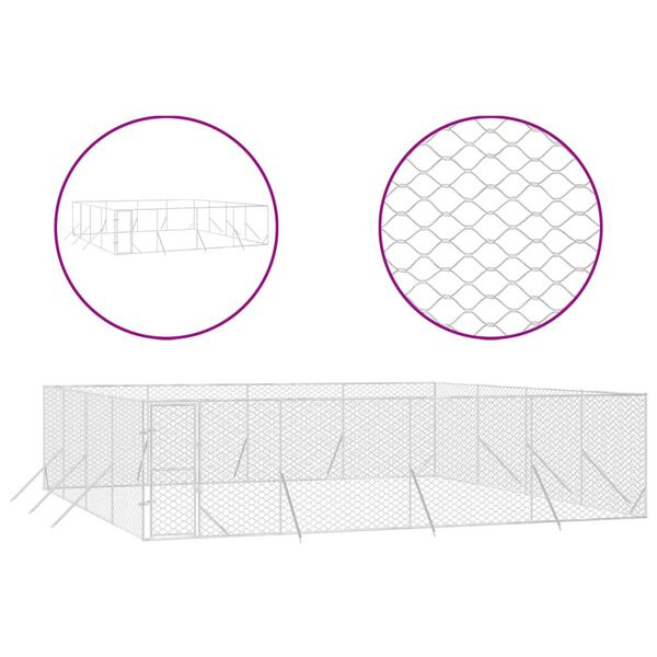 vidaXL Vanjski kavez za pse srebrni 8 x 8 x 2 m od pocinčanog čelika