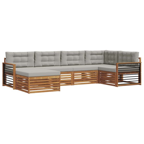 vidaXL Set vanjskih sofa s jastukom 6 pcs Prirodna i svijetlo siva