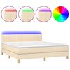 vidaXL Krevet box spring s madracem LED krem 180x200 cm od tkanine