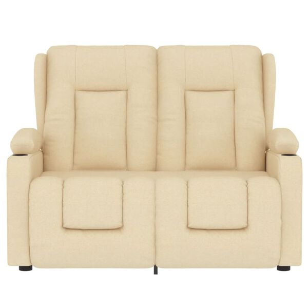 vidaXL Masažni dvosjed od tkanine s držačima čaša krem