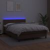 vidaXL Krevet box spring s madracem LED smeđi 140x190 cm umjetna koža