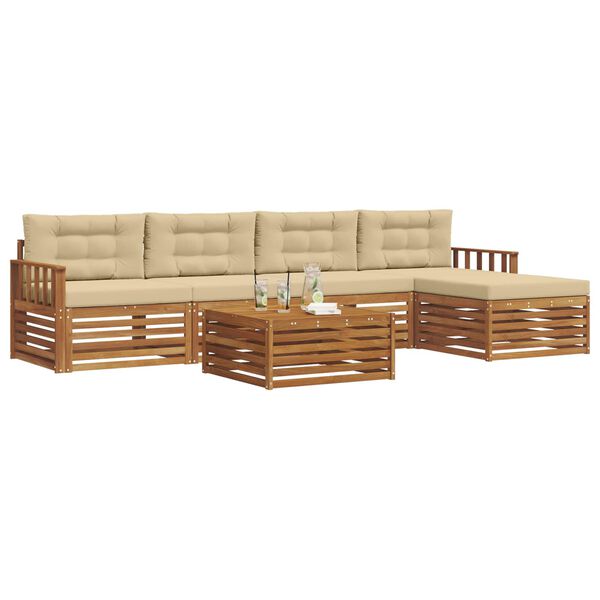 vidaXL Set vanjskih sofa s jastukom 6 pcs Prirodna i bež