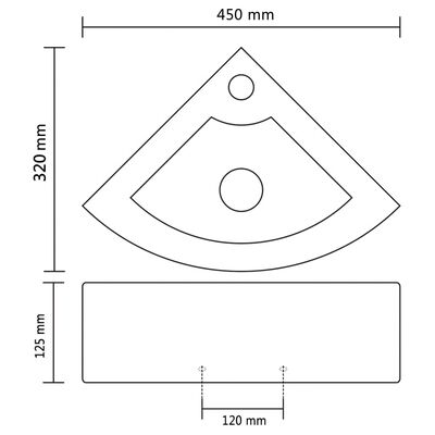 vidaXL Umivaonik sa zaštitom od prelijevanja 45 x 32 x 12,5 cm bijeli