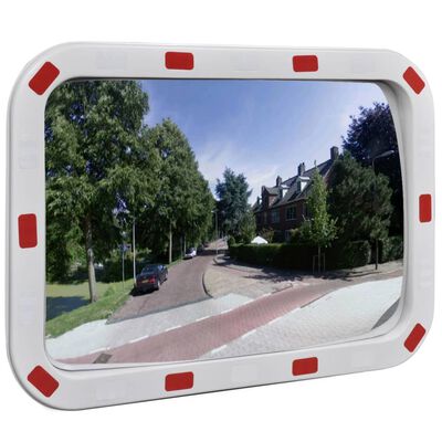 Konveksno pravokutno prometno ogledalo 40 x 60 cm s reflektorima