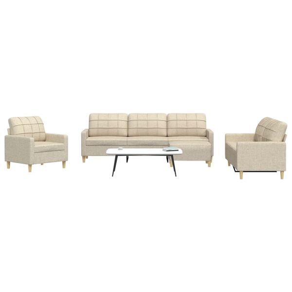 vidaXL 4-dijelni set sofa s tabureom krem od tkanine