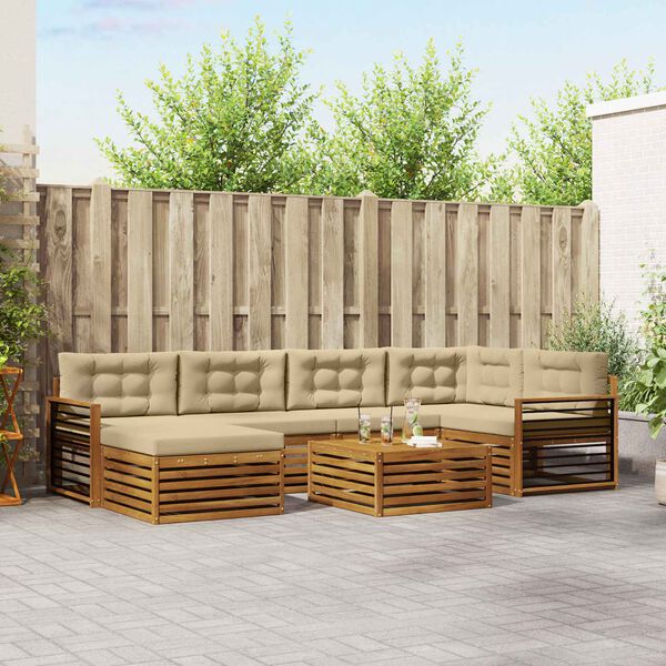 vidaXL Set vanjskih sofa s jastukom 7 pcs Prirodna i bež