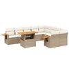 vidaXL 10-dijelni set vrtnih sofa s jastucima bež od poliratana