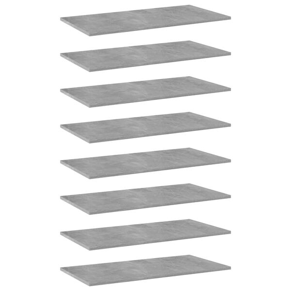 vidaXL Police za knjige 8 kom siva boja betona 80x40x1,5 cm od iverice