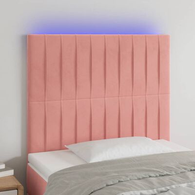 vidaXL LED uzglavlje ružičasto 100x5x118/128 cm baršunasto