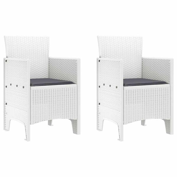 vidaXL Vrtna stolica 2 pcs Bijelo 53 x 49 x 85 cm PP