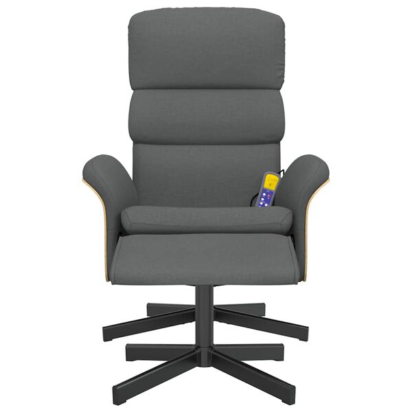 vidaXL Masažni naslonjač od tkanine s osloncem za noge tamnosivi