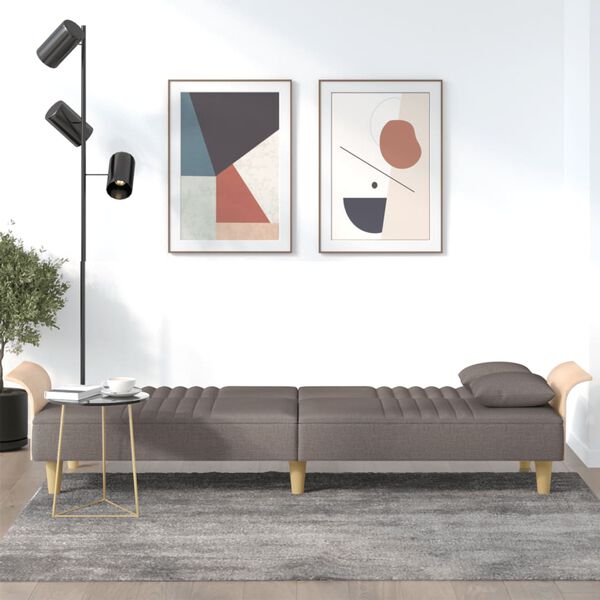 vidaXL Kauč na razvlačenje s naslonima za ruke smeđesivi od tkanine