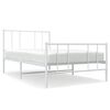 vidaXL Metalni okvir kreveta uzglavlje i podnožje bijeli 75x190 cm