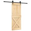 vidaXL Klizna vrata Prirodna i crna 80 x 210 cm Čvrsta borovina