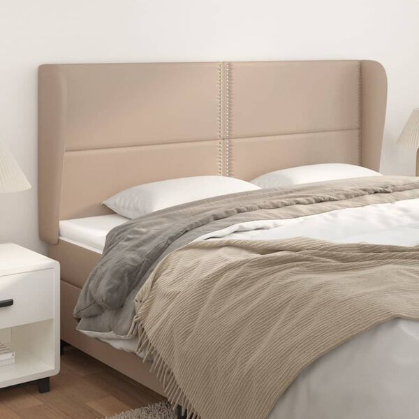 vidaXL Uzglavlje s u&scaron;ima boja cappuccina 183x23x118/128cm umjetna koža