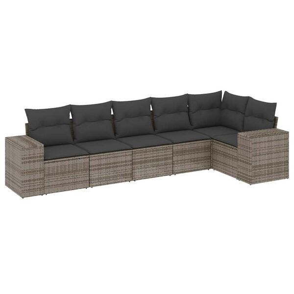 vidaXL 6-dijelni set vrtnih sofa od poliratana s jastucima sivi