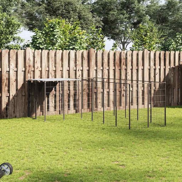 vidaXL Kavez za pse crni 8,47 m&sup2; čelični