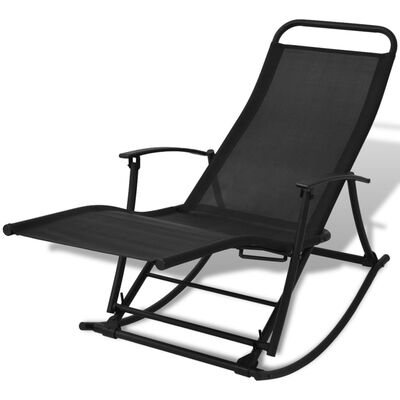 vidaXL Vrtna stolica za ljuljanje od čelika i tekstilena crna