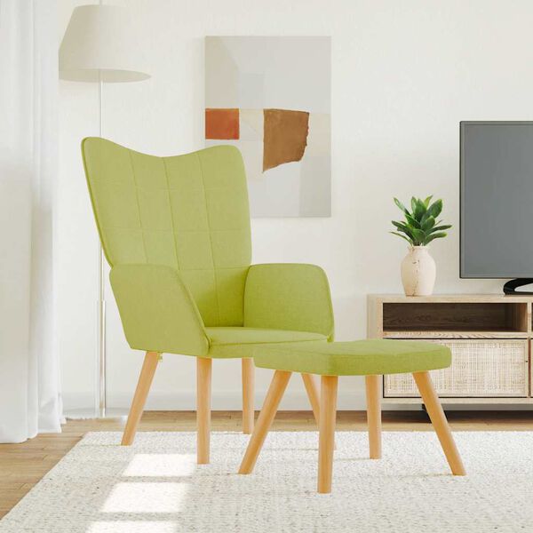 vidaXL Stolica za opu&scaron;tanje s osloncem za noge zelena od tkanine