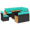 vidaXL 9-dijelni set vrtnih sofa s jastucima crni od poliratana bagrem