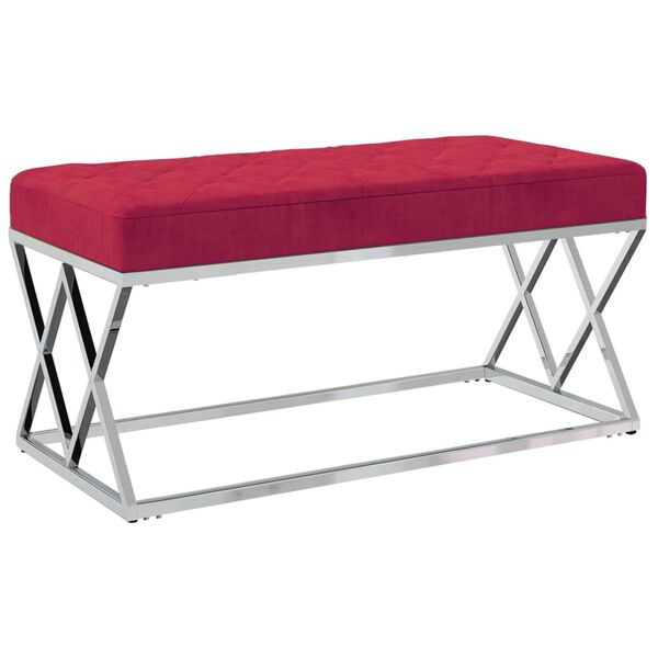 vidaXL Klupa od bar&scaron;una crvene boje vina i nehrđajućeg čelika
