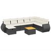 vidaXL 9-dijelni set vrtnih sofa s jastucima crni od poliratana