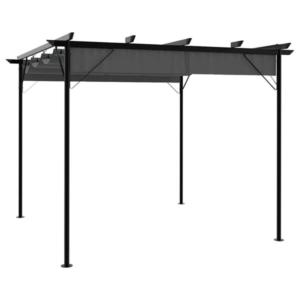 vidaXL Pergola s pomičnim krovom antracit 3 x 3 m čelična 180 g/m&sup2;