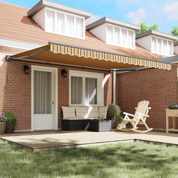 vidaXL Skrovita tenda Žuta i Siva 450 &times; 300 cm Aluminij i Tkanina