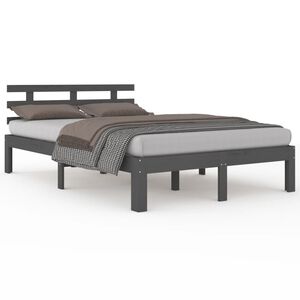 vidaXL Okvir za krevet od masivnog drva sivi 150 x 200 cm veliki