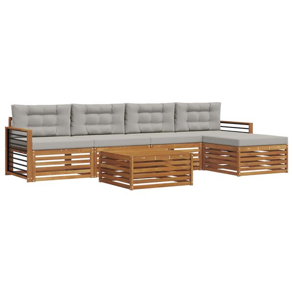 vidaXL Set vanjskih sofa s jastukom 6 pcs Prirodna i svijetlo siva