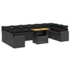vidaXL 11-dijelni set vrtnih sofa od poliratana s jastucima crni