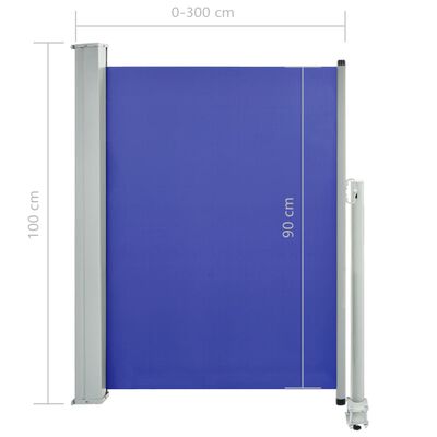 vidaXL Uvlačiva bočna tenda za terasu 100 x 300 cm plava
