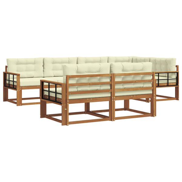 vidaXL Set vanjskih sofa s jastukom 7 pcs Prirodna i krem