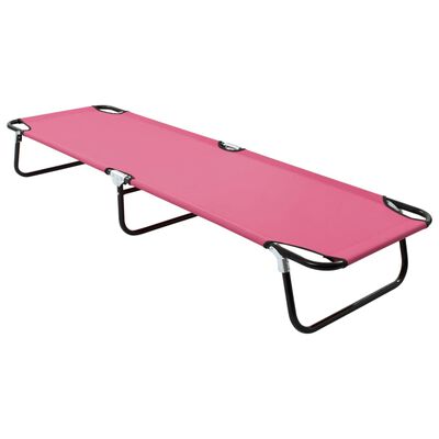 vidaXL Sklopiva ležaljka za sunčanje čelična ružičasta