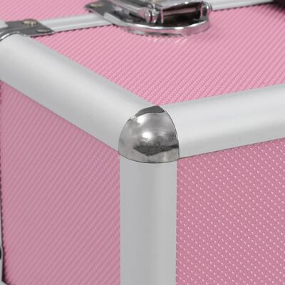 vidaXL Kovčeg za šminku 37 x 24 x 35 cm ružičasti aluminijski