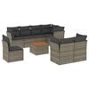 vidaXL 9-dijelni set vrtnih sofa od poliratana s jastucima sivi
