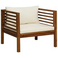 vidaXL Vrtna stolica s krem bijelim jastucima od masivnog drva bagrema